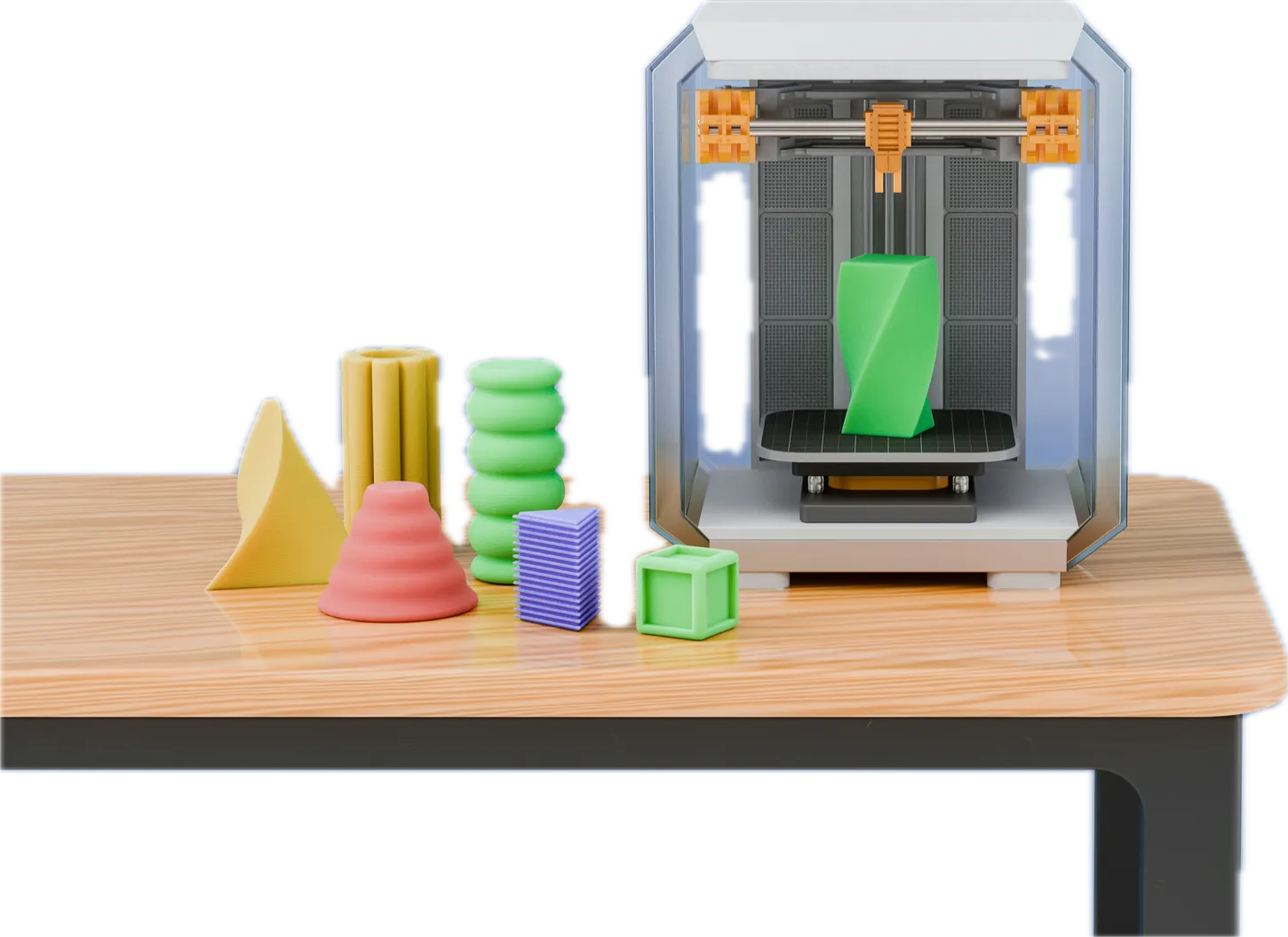 3D-Drucker mit fertigem Druckobjekt